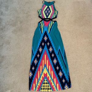Colorful Cutout Maxi Dress